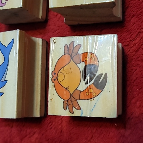 Set of 10 Marine Life Wooden Rubber Stamps - Picture 7 of 12